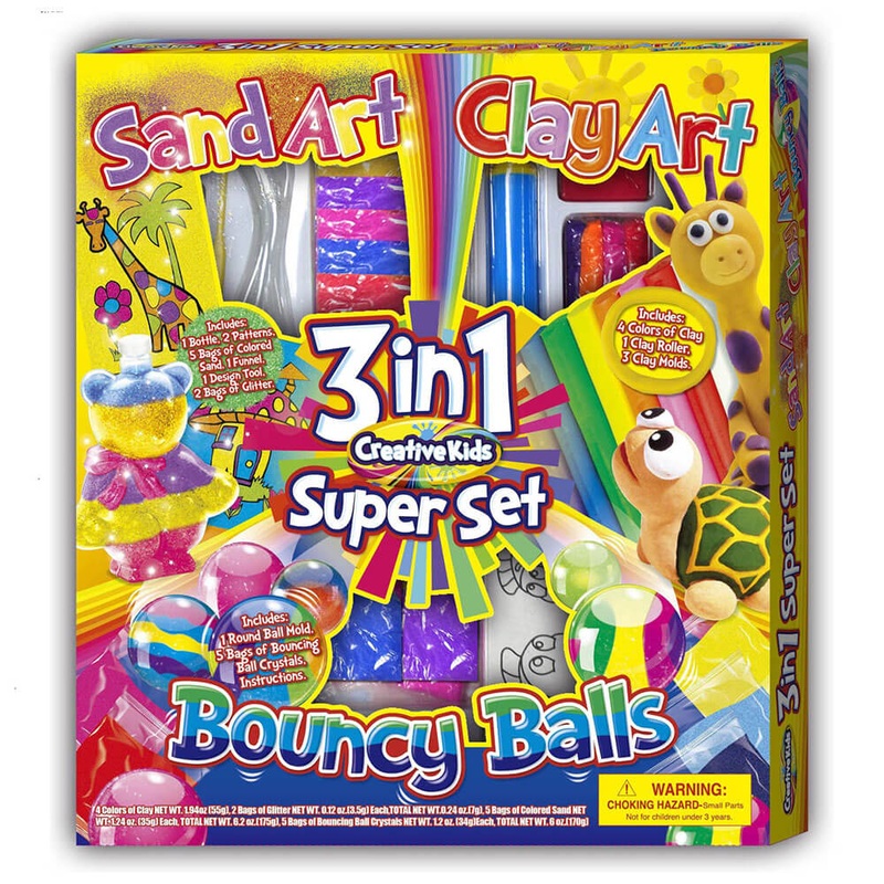 Crative Kids 3-en-1 Super Set Sand Art Art Bouncy Bouncy