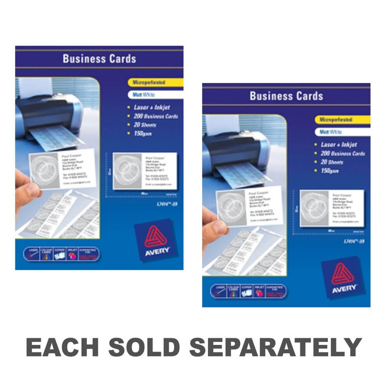 Cartes de visite au laser Avery Blanc A4
