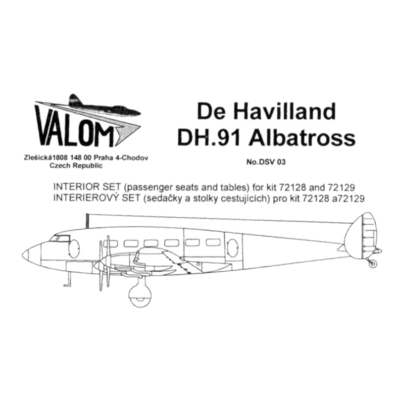 1/72 De Havilland DH.91 Albatross Interior Set (Passenger Seats)