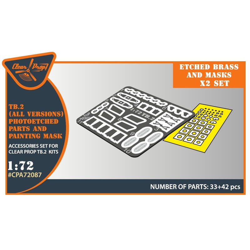 1/72 TB.2 PE parts and painting mask on yellow kabuki paper x2 set for CP kits