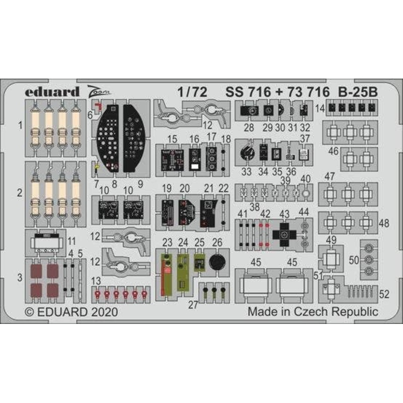 1/72 B-25B Photo-Etched Parts (for Airfix)