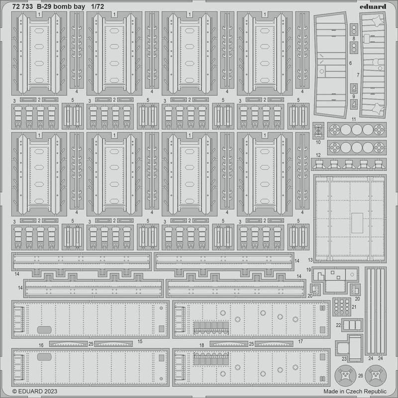 1/72 B-29 Bomb Bay Photo etched (for HOBBY 2000 / ACADEMY)
