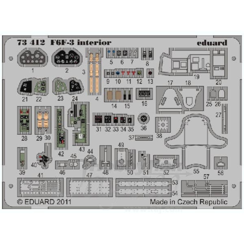 1/72 F6F-3 Interior Self-Adhesive (for Eduard)