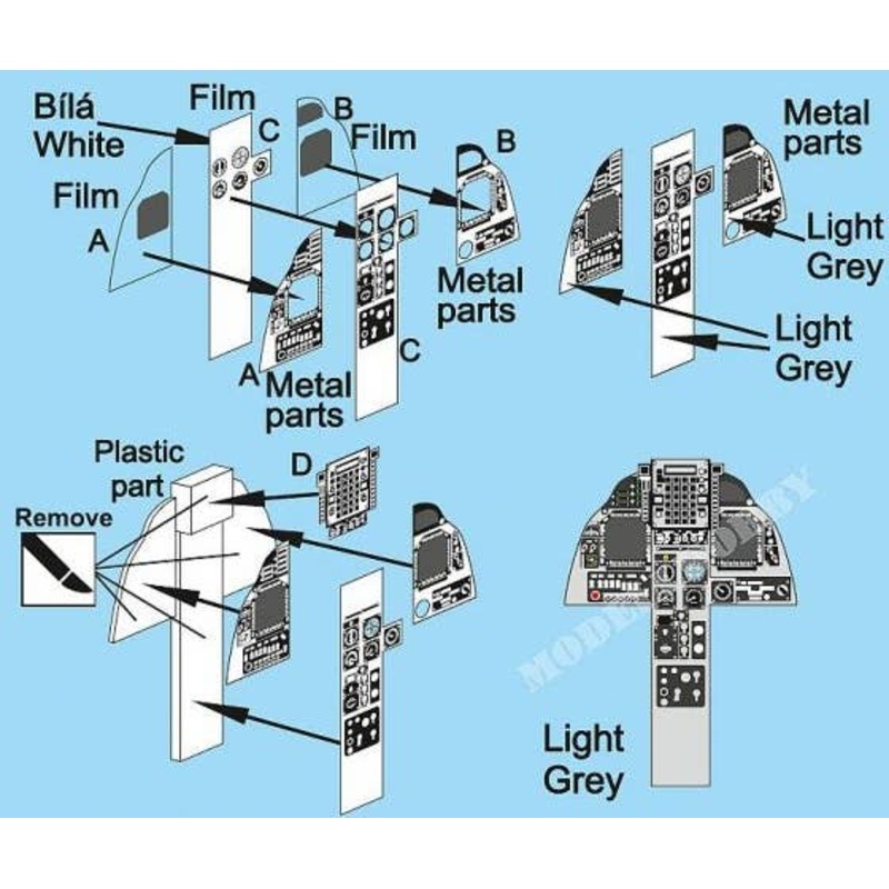 1/72 Harrier GR.9A Photoetched parts instrument panel for Airfix