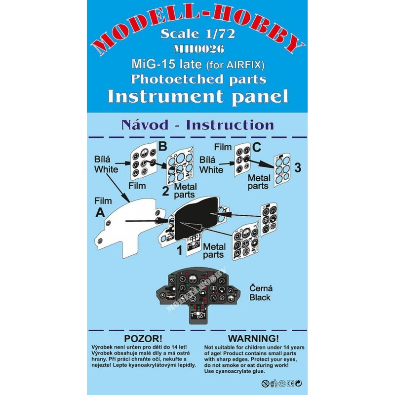 1/72 MiG-15 Late Photoetched parts instrument panel for Airfix