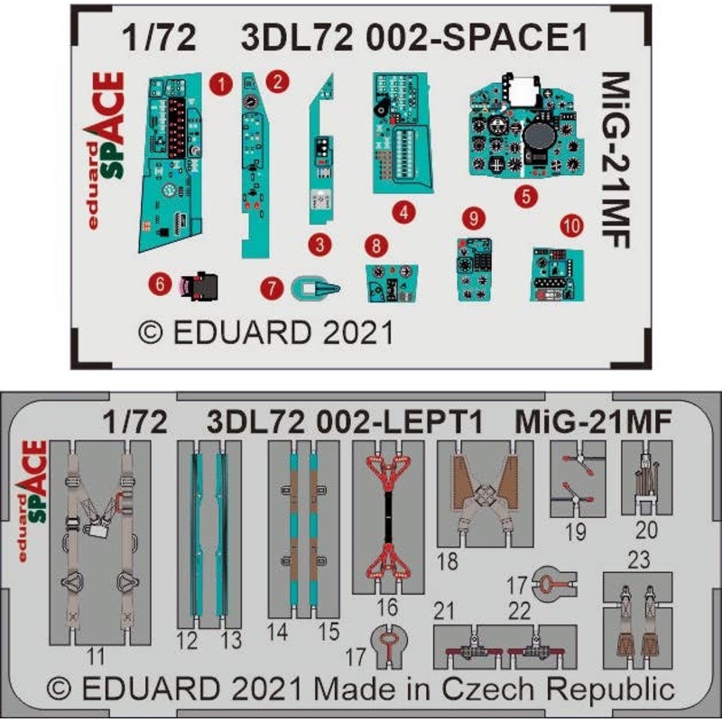 1/72 MiG-21MF Space Interior 3D Decal w/Photo-Etched Parts Set (for Eduard)