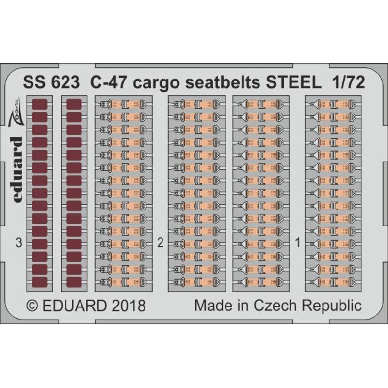 1/72 C-47 Cargo Seatbelts Stainless Steel (for Hobby Boss)