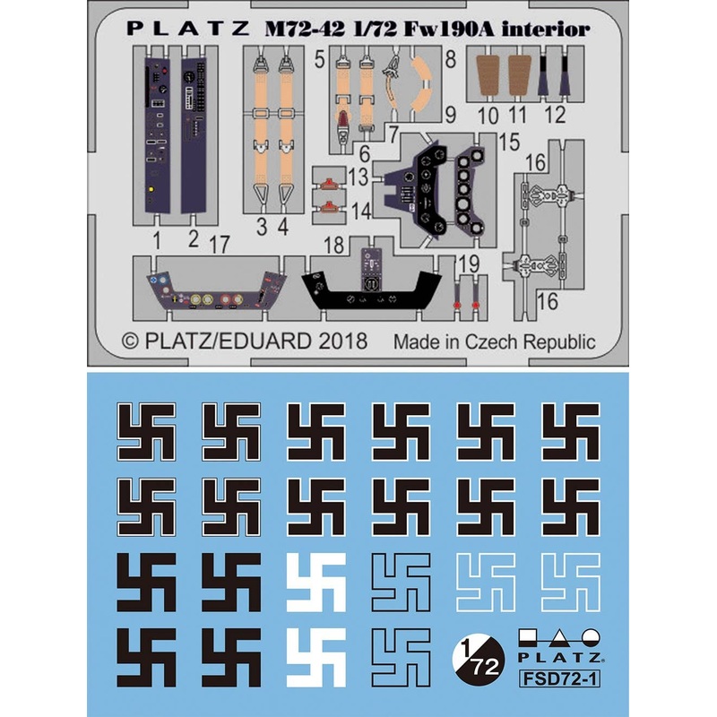 1/72 Focke-Wulf Fw190A Photo-Etched Parts (Interior) & Swastika Decal Set