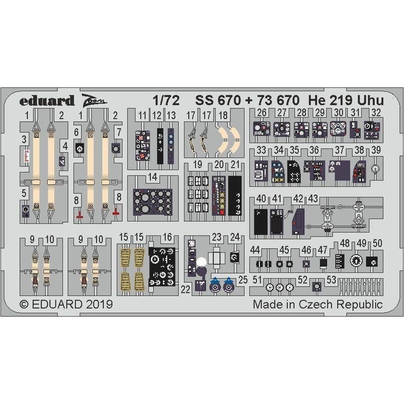 1/72 He 219 Uhu Photo-Etched Parts (for Dragon)