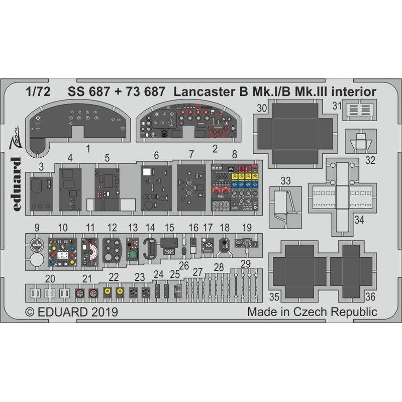 1/72 Lancaster B Mk.I/B Mk.III Interior Zoom Photo-Etched Parts (for Airfix)