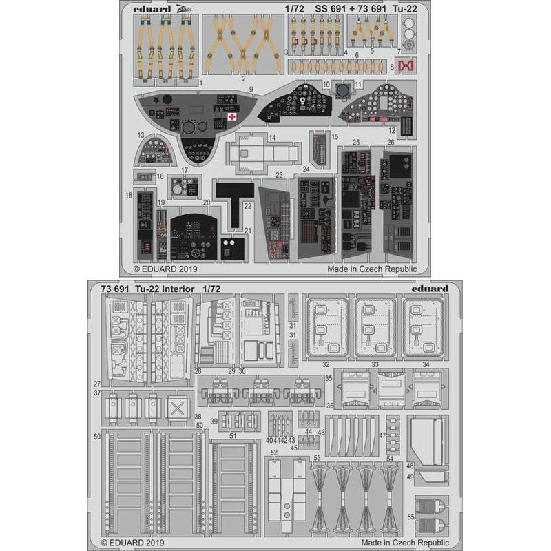1/72 Tu-22 Interior Photo-Etched Parts (for Trumpeter)
