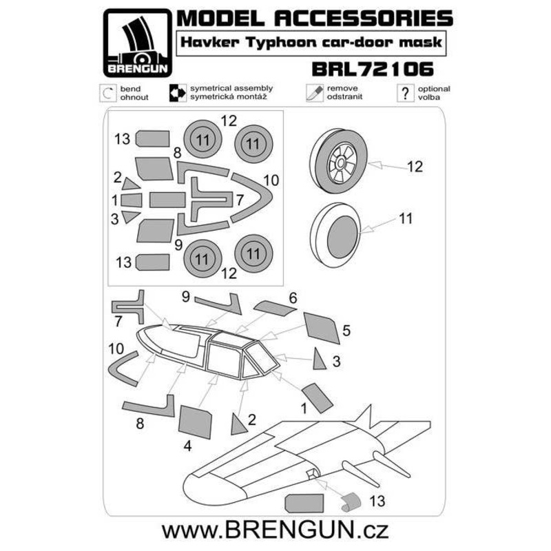 1/72 Typhon CAR Doors CANOPY MASKS