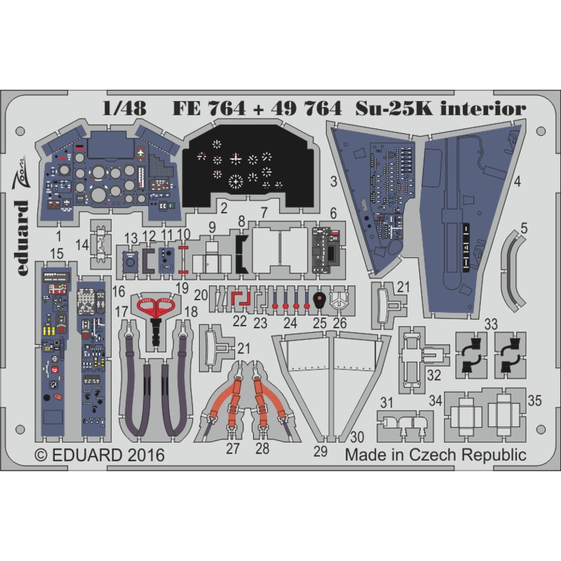 1/48 Su-25K Interior Zoom Etching Parts (Color Photo-Etched) (for Smer)