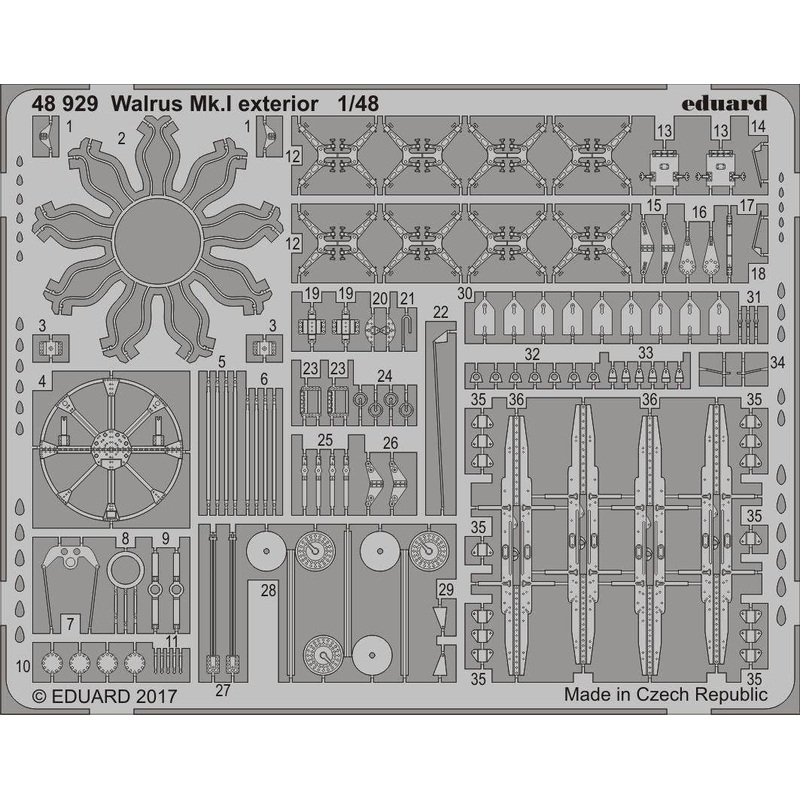 1/48 Walrus Mk.I Exterior Photo-Etched Parts (for Airfix)