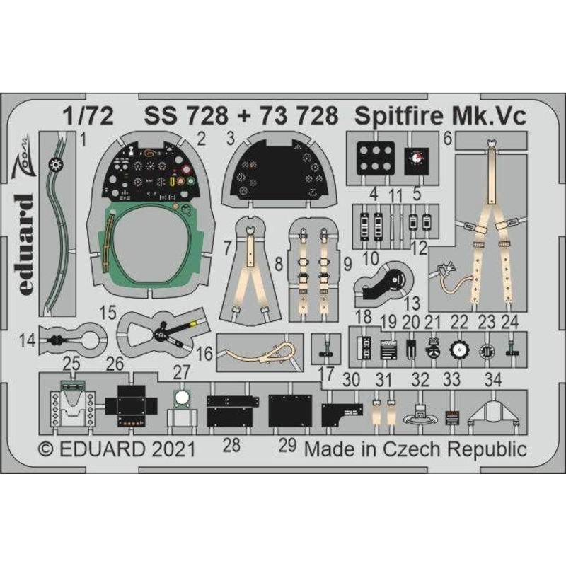 1/72 Spitfire Mk.Vc Photo-Etched Parts (for Airfix)