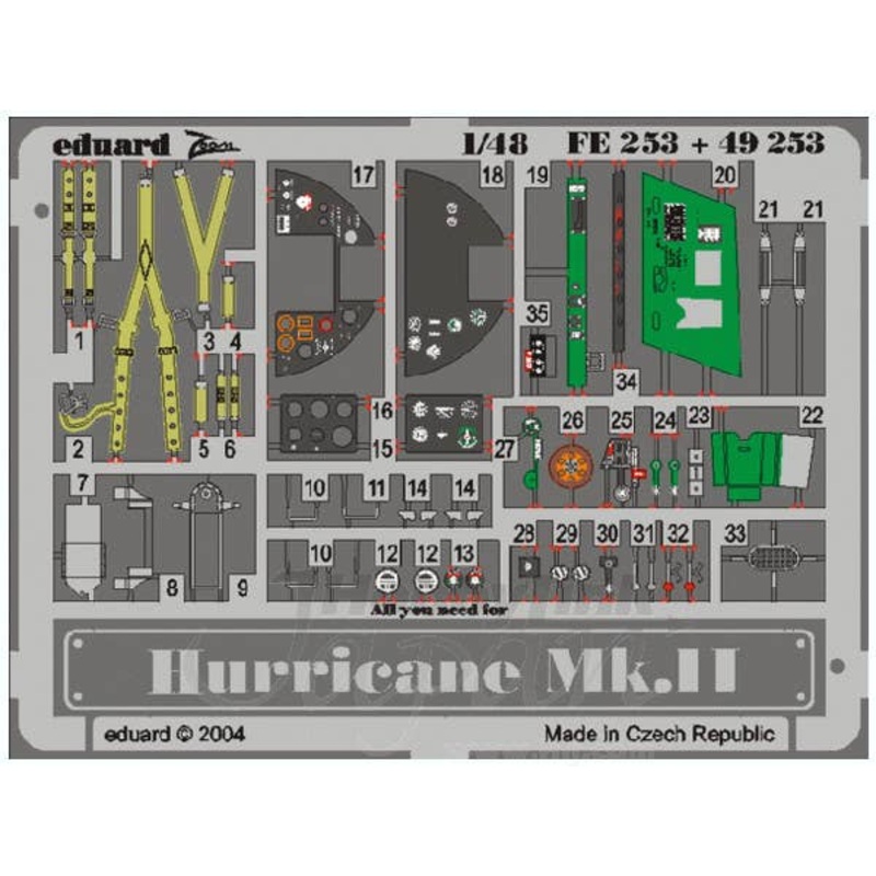 1/48 Hurricane Mk.II Interior Zoom Color PE (for Hasegawa)