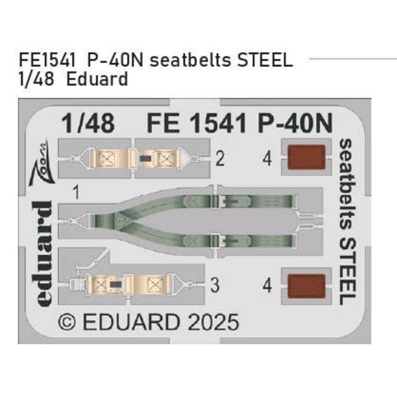 1/48 P-40N seatbelts STEEL (For EDUARD)