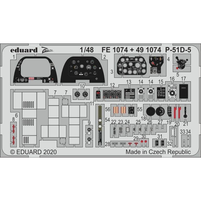 1/48 P-51D-5 Interior Photo-Etched Parts (for Airfix)