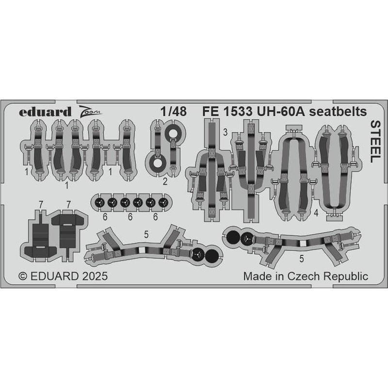1/48 UH-60A seatbelts STEEL (For ICM)