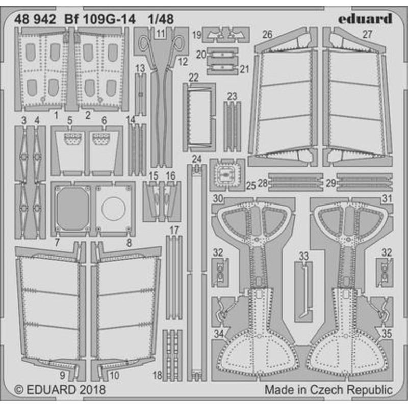 1/48 Bf 109G-14 Photo-Etched Parts (for Eduard)