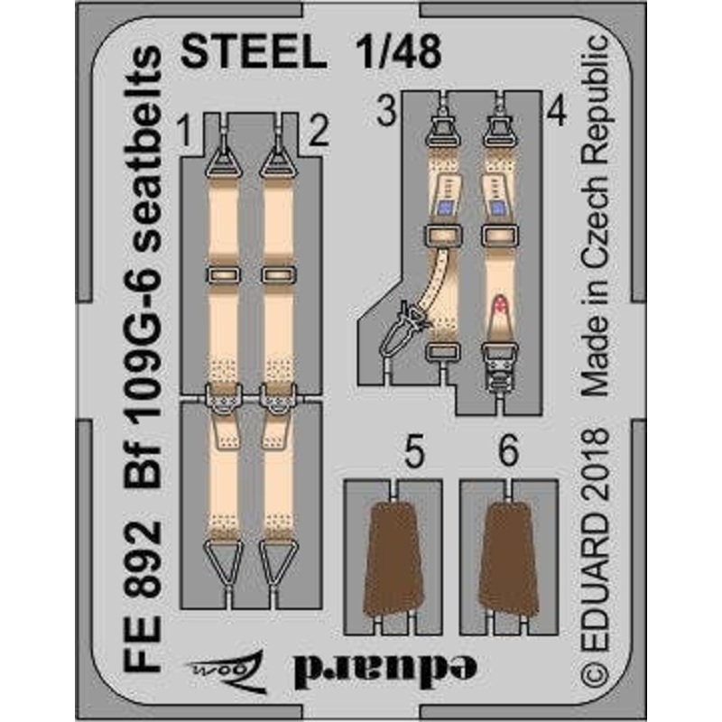 1/48 Bf 109G-6 Seatbelts Steel (for Tamiya)
