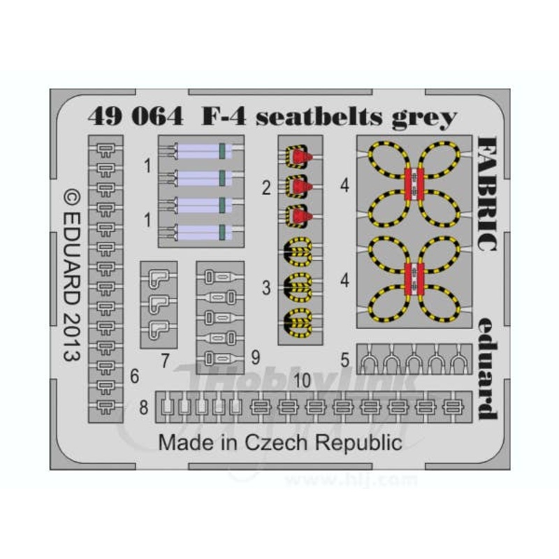 1/48 F-4 Phantom Seatbelts Grey Fabric