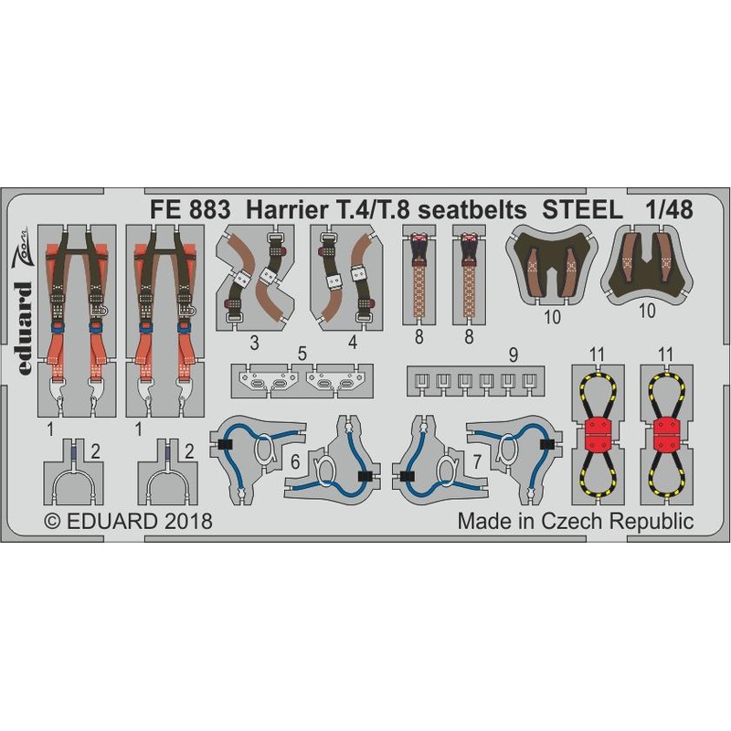 1/48 Harrier T.4/T.8 Seatbelts Stainless Steel (for Kinetic)