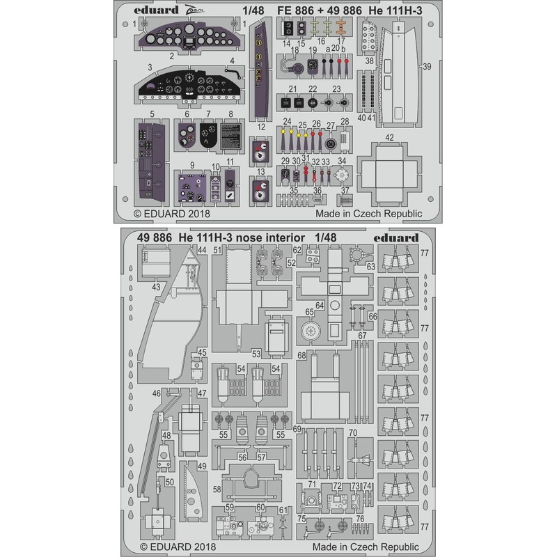 1/48 He 111H-3 Nose Interior Photo-Etched Parts (for ICM)