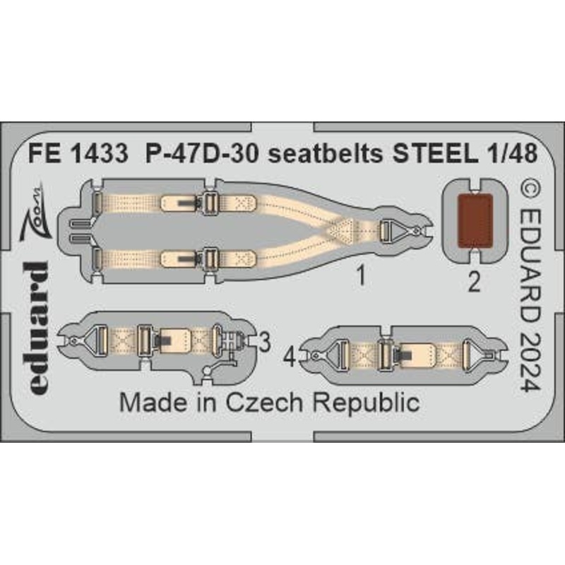 1/48 P-47D-30 seatbelts STEEL Zoom etched (for Miniart)