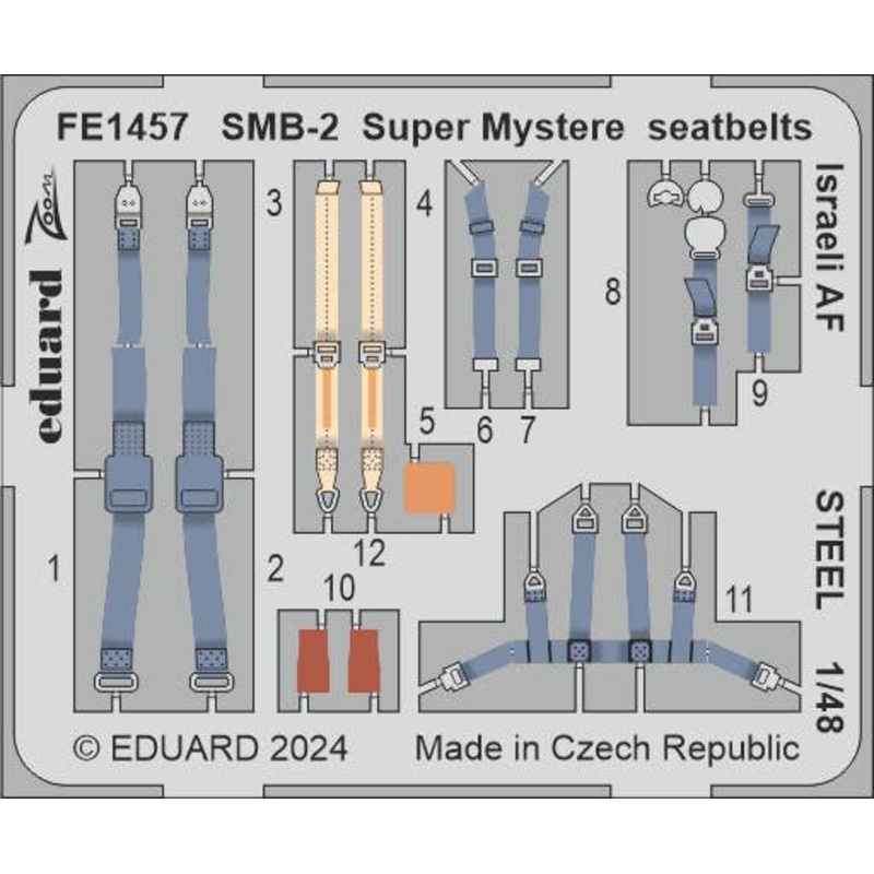 1/48 SMB-2 Super Mystere seatbelts Israeli AF STEEL Zoom (for Special Hobby)