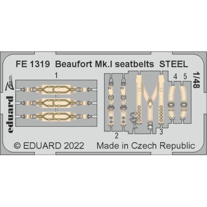 1/48 Beaufort Mk.I seatbelts STEEL for ICM