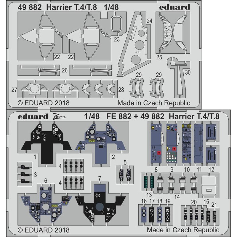 1/48 Harrier T.4/T.8 Photo Etched Set (for Kinetic)