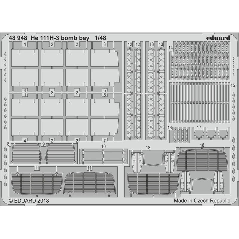 1/48 He 111H-3 Bomb Bay Photo-Etched Parts (for ICM)