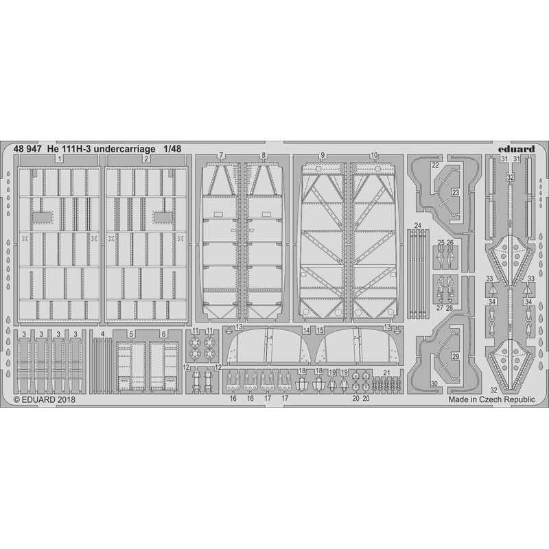 1/48 He 111H-3 Undercarriage Photo-Etched Parts (for ICM)