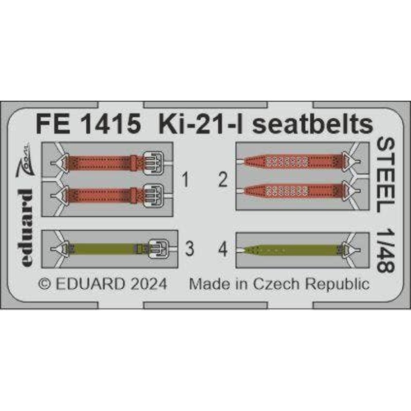 1/48 Ki-21-I seatbelts STEEL Zoom (for ICM)