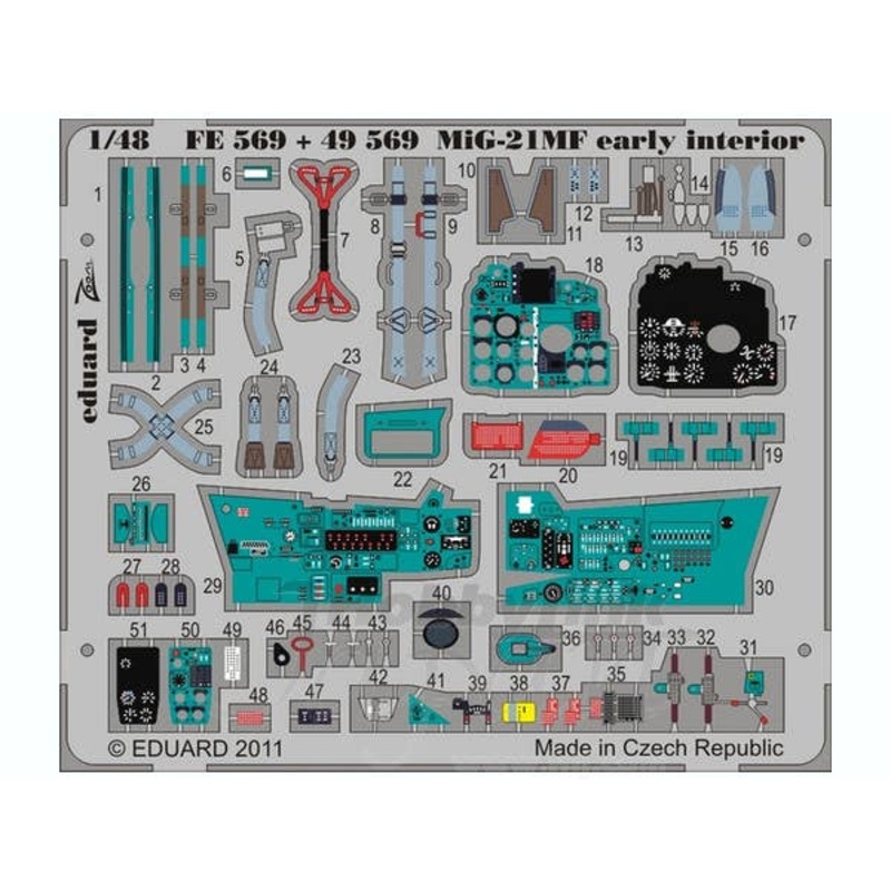 1/48 MiG-21MF Early Interior Self-Adhesive Weekend (for Eduard) Zoom