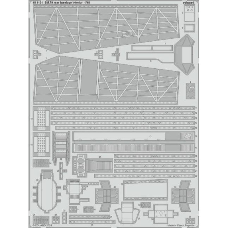 1/48 SM.79 Sparviero rear fuselage interior Photo etched (for Eduard)