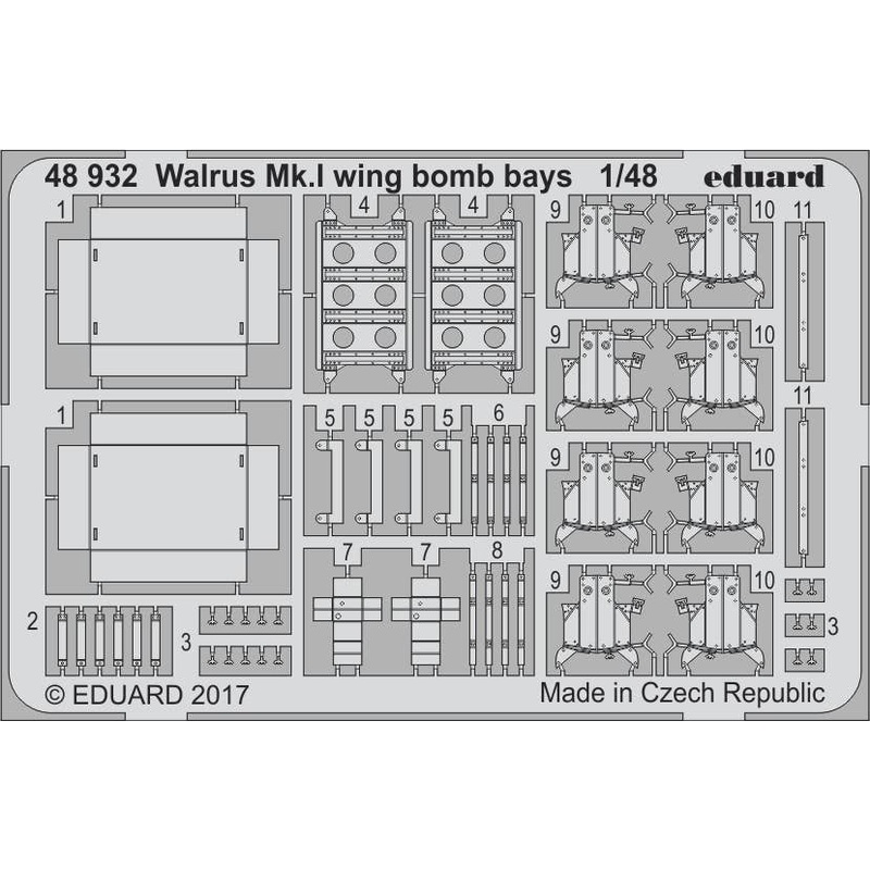1/48 Supermarine Walrus Mk.I Wing Bomb Bays Photo-Etched Parts (for Airfix)