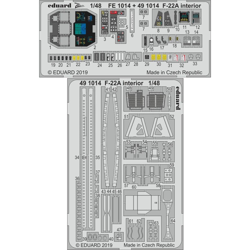 1/48 F-22A Interior Photo-Etched Parts (for Hasegawa)