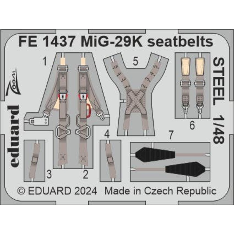 1/48 MiG-29K seatbelts STEEL Zoom etched (for Hobby Boss)