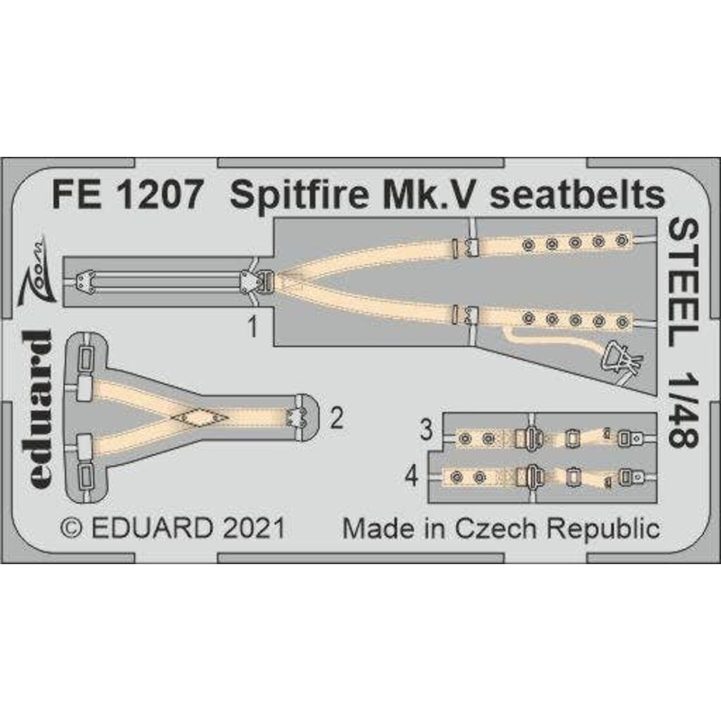 1/48 Spitfire Mk.V seatbelts STEEL for Eduard