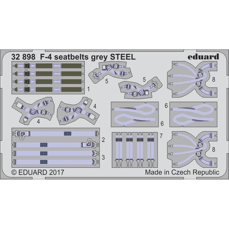 1/32 F-4 Seatbelts Grey Steel