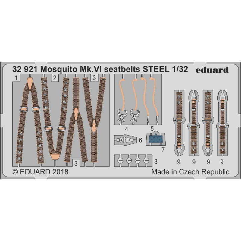 1/32 Mosquito Mk.VI Seatbelts Stainless Steel (for Tamiya)