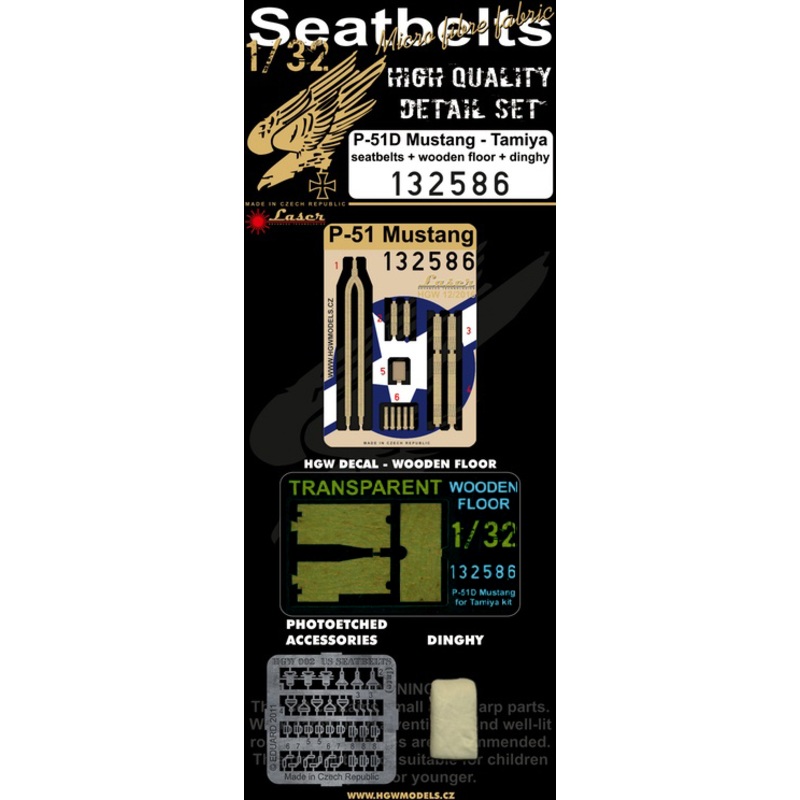 1/32 P-51D Mustang Cloth Belts + Dingy + Wood Floor