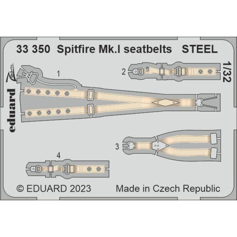 1/32 Spitfire Mk.I Seatbelts STEEL Zoom Photo-Etched Parts (for KOTARE)