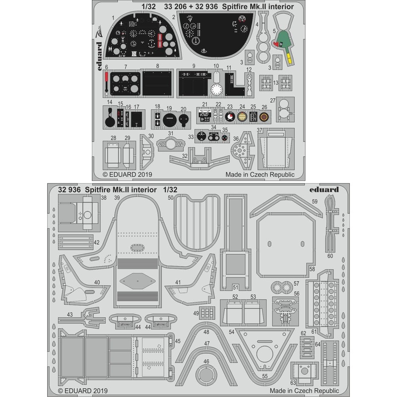 1/32 Spitfire Mk.II Interior Photo-Etched Parts (for Revell)