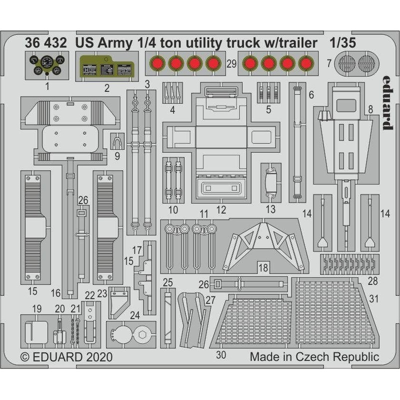 US Army 1/4 ton Utility Truck w/Trailer Photo-Etched Parts (for Takom)