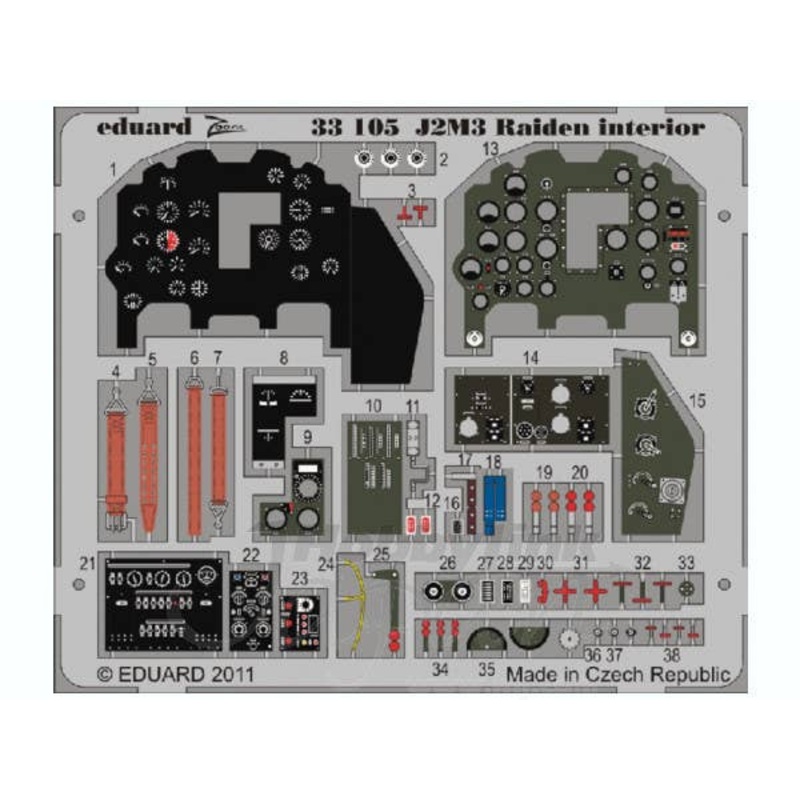 1/32 J2M3 Raiden Interior Self-Adhesive (for Hasegawa)