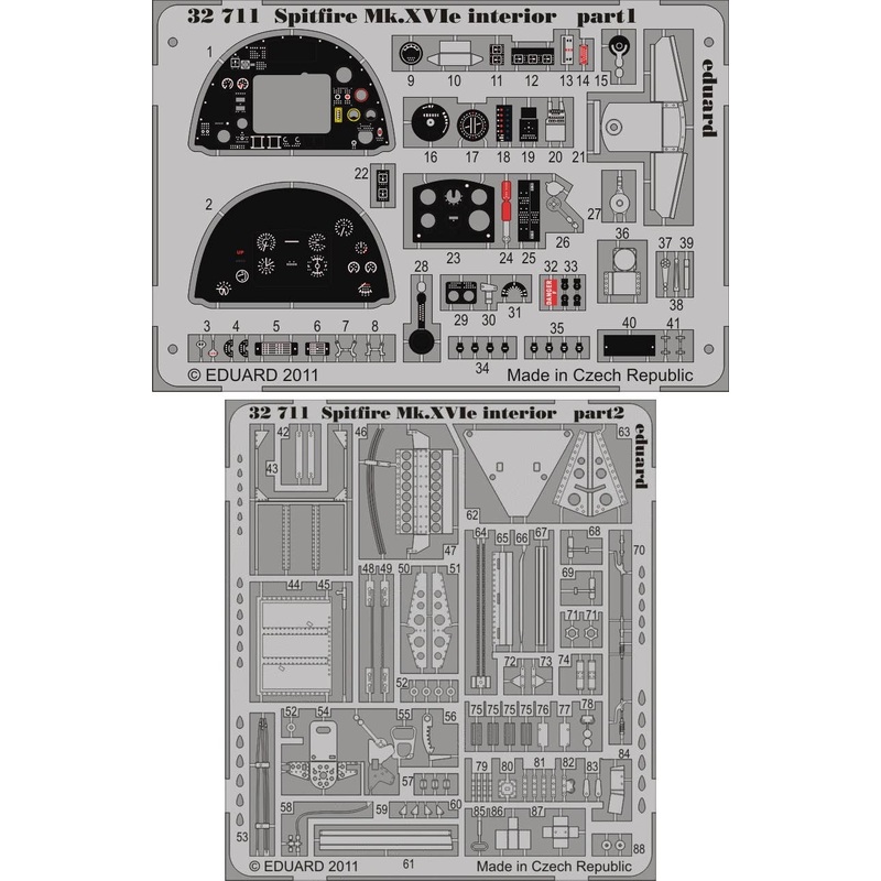 1/32 Spitfire Mk. XVIe Interior Etching Parts (for Tamiya)