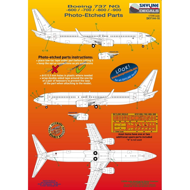 1/144 Boeing 737NG-600/-700/-800/-900 Photo-Ecthed Parts (2pcs)